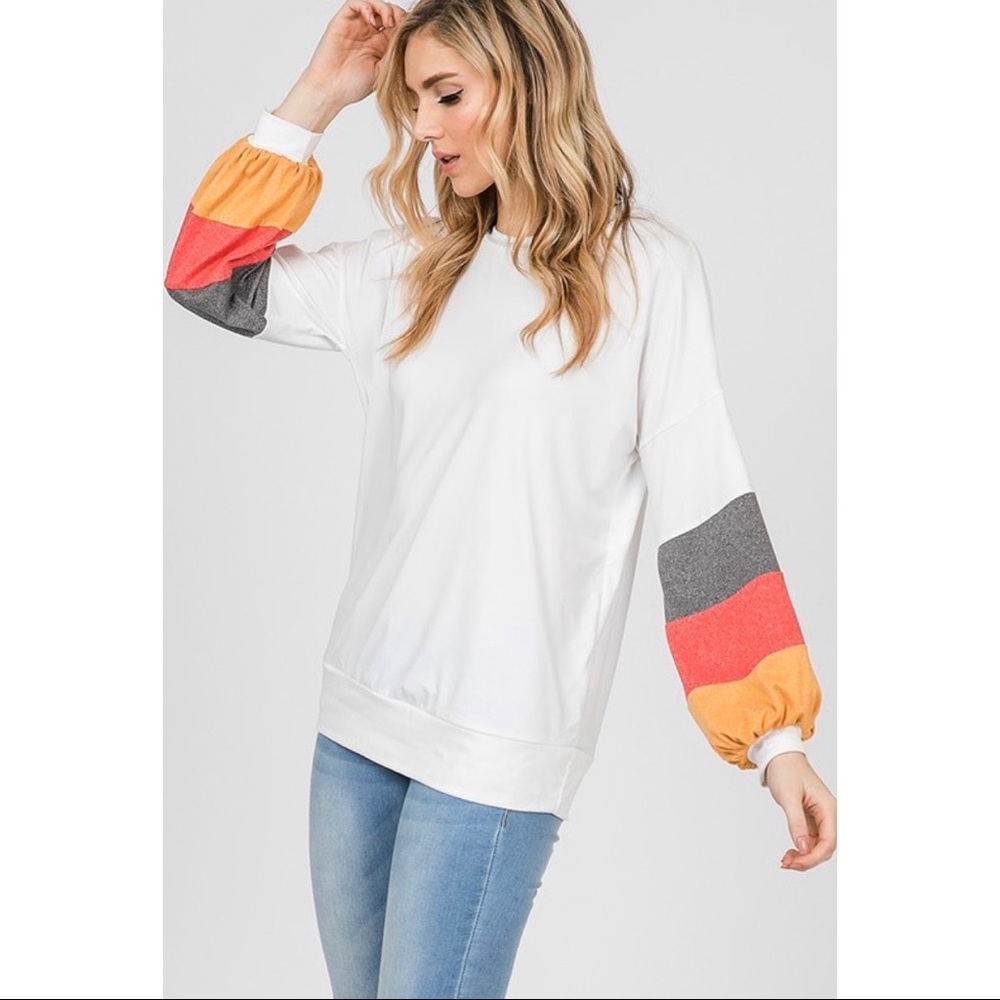 LAST 1! Color Block Sleeve Top! - Picture 5 of 7